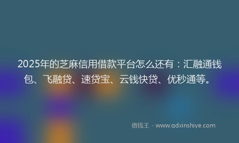 2025年的芝麻信用借款平台怎么还有：汇融通钱包、飞融贷、速贷宝、云钱快贷、优秒通等。