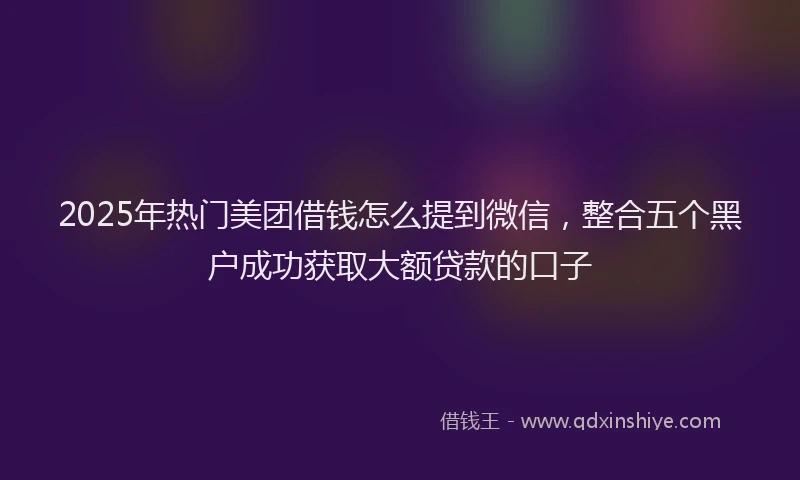 2025年热门美团借钱怎么提到微信，整合五个黑户成功获取大额贷款的口子