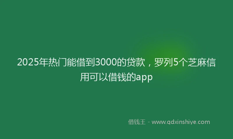 2025年热门能借到3000的贷款，罗列5个芝麻信用可以借钱的app