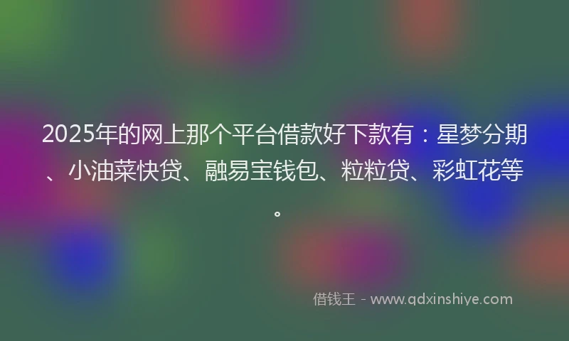 2025年的网上那个平台借款好下款有:星梦分期、小油菜快贷、融易宝钱包、粒粒贷、彩虹花等。