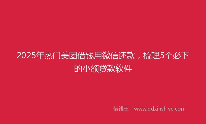 2025年热门美团借钱用微信还款，梳理5个必下的小额贷款软件
