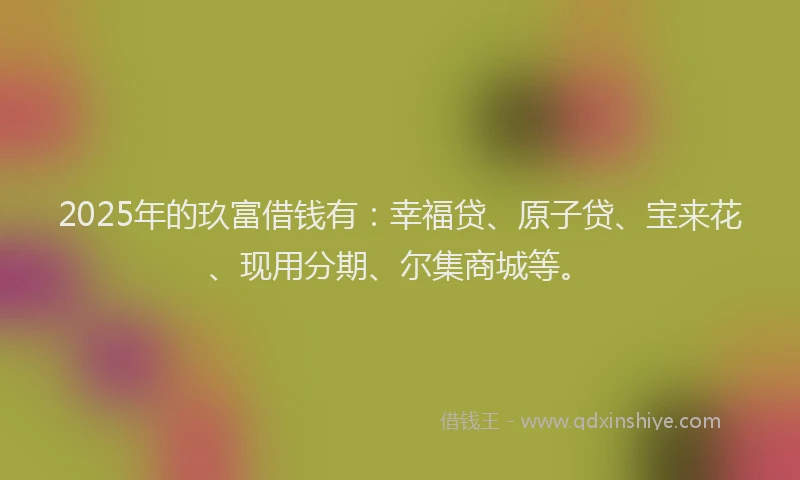 2025年的玖富借钱有：幸福贷、原子贷、宝来花、现用分期、尔集商城等。