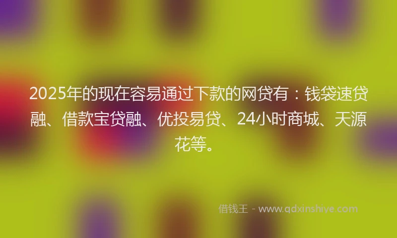 2025年的现在容易通过下款的网贷有：钱袋速贷融、借款宝贷融、优投易贷、24小时商城、天源花等。