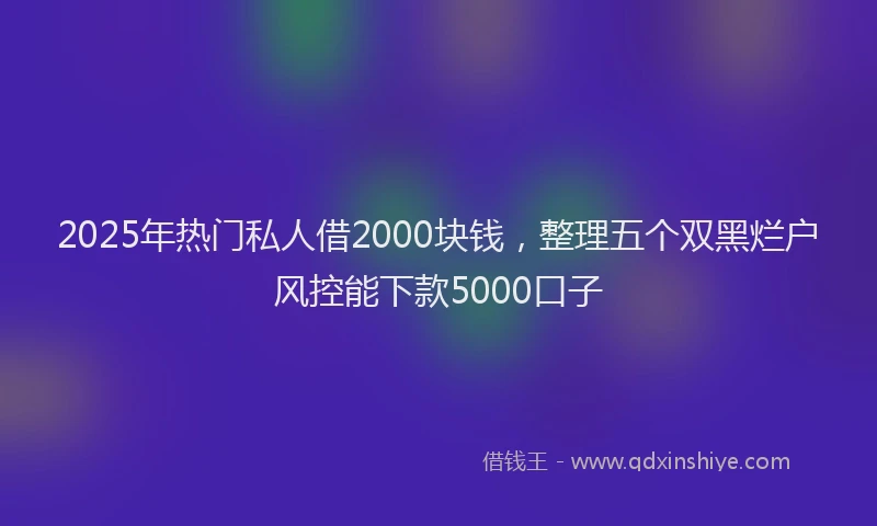 2025年热门私人借2000块钱,整理五个双黑烂户风控能下款5000口子