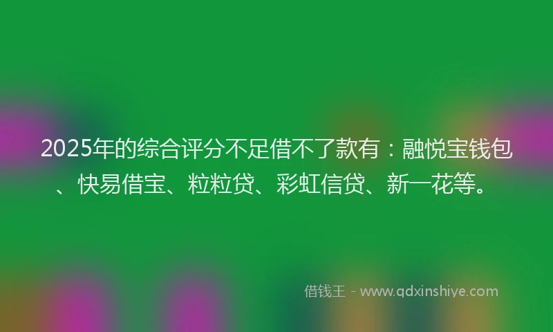 2025年的综合评分不足借不了款有：融悦宝钱包、快易借宝、粒粒贷、彩虹信贷、新一花等。