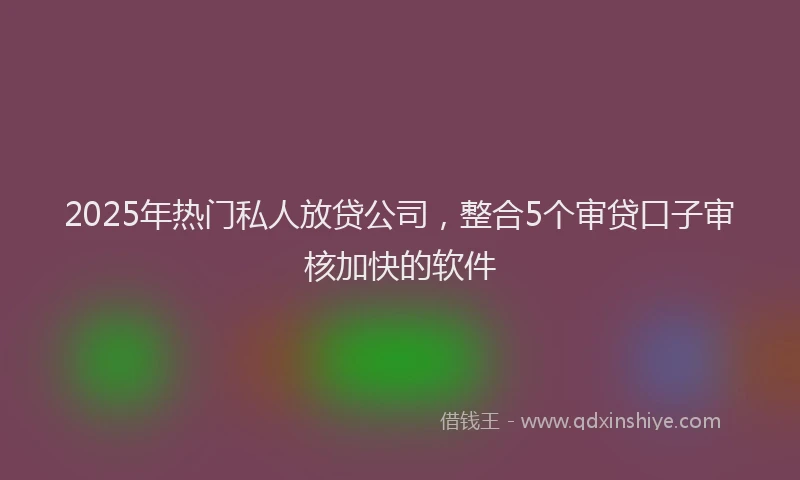 2025年热门私人放贷公司,整合5个审贷口子审核加快的软件