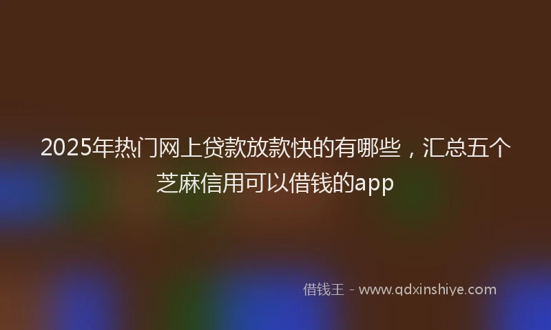 2025年热门网上贷款放款快的有哪些,汇总五个芝麻信用可以借钱的app