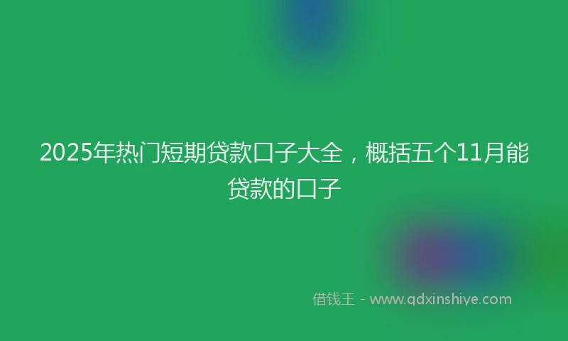 2025年热门短期贷款口子大全，概括五个11月能贷款的口子