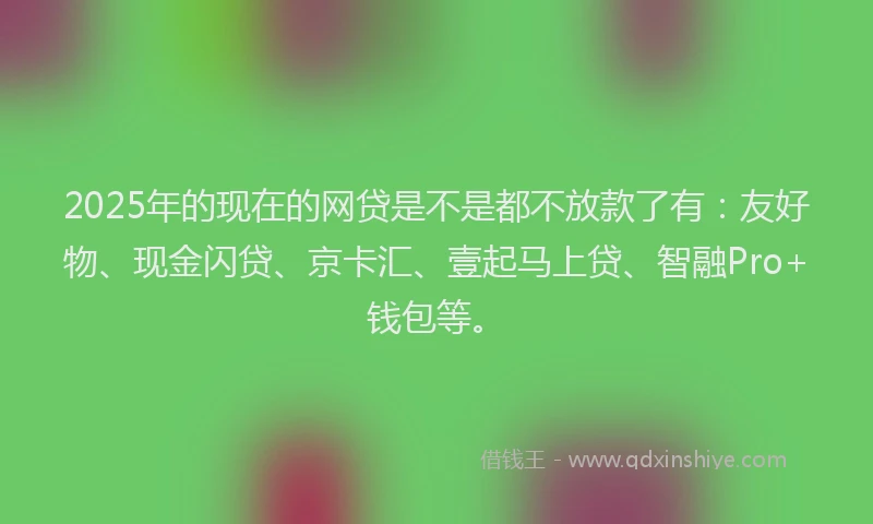 2025年的现在的网贷是不是都不放款了有：友好物、现金闪贷、京卡汇、壹起马上贷、智融Pro+钱包等。