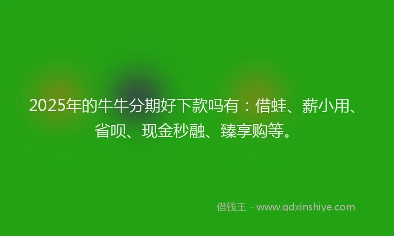 2025年的牛牛分期好下款吗有：借蛙、薪小用、省呗、现金秒融、臻享购等。