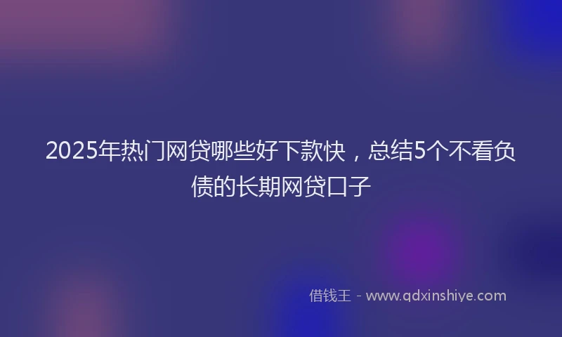 2025年热门网贷哪些好下款快,总结5个不看负债的长期网贷口子