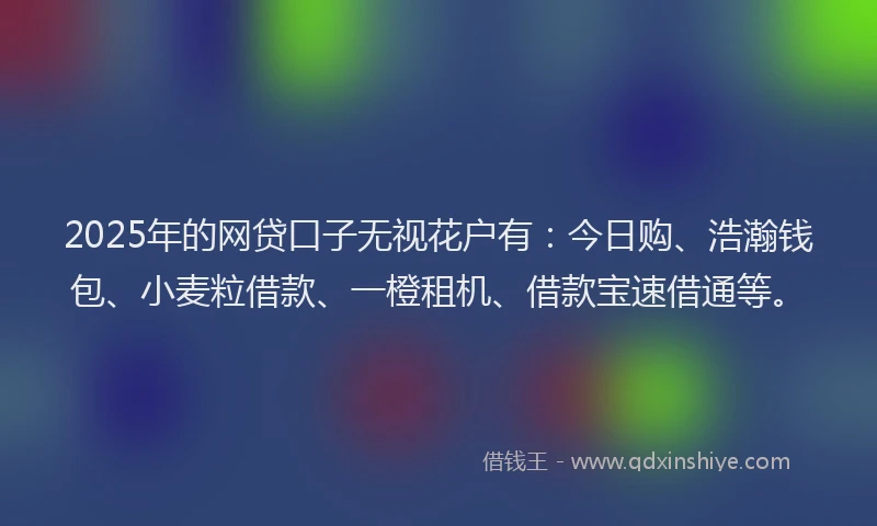 2025年的网贷口子无视花户有：今日购、浩瀚钱包、小麦粒借款、一橙租机、借款宝速借通等。