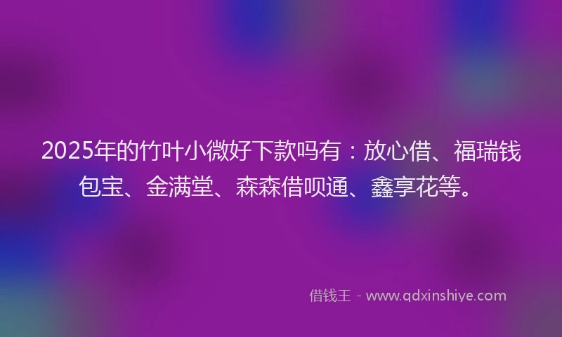 2025年的竹叶小微好下款吗有：放心借、福瑞钱包宝、金满堂、森森借呗通、鑫享花等。