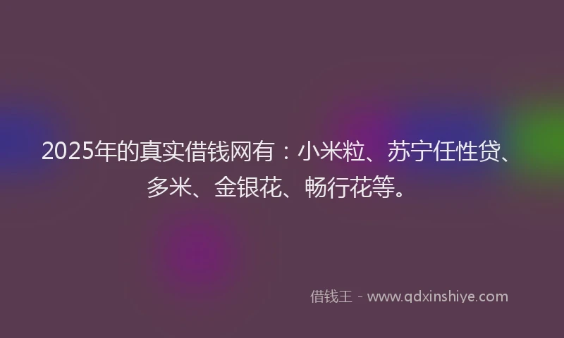 2025年的真实借钱网有：小米粒、苏宁任性贷、多米、金银花、畅行花等。
