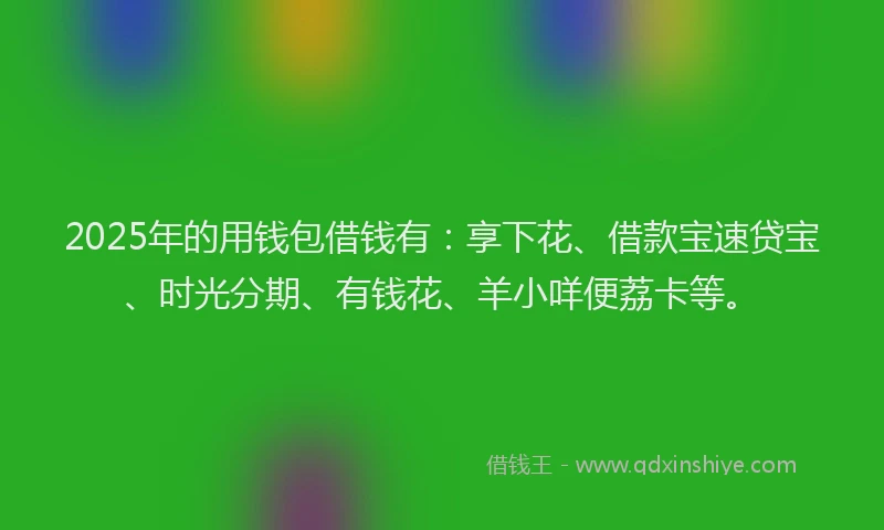 2025年的用钱包借钱有：享下花、借款宝速贷宝、时光分期、有钱花、羊小咩便荔卡等。