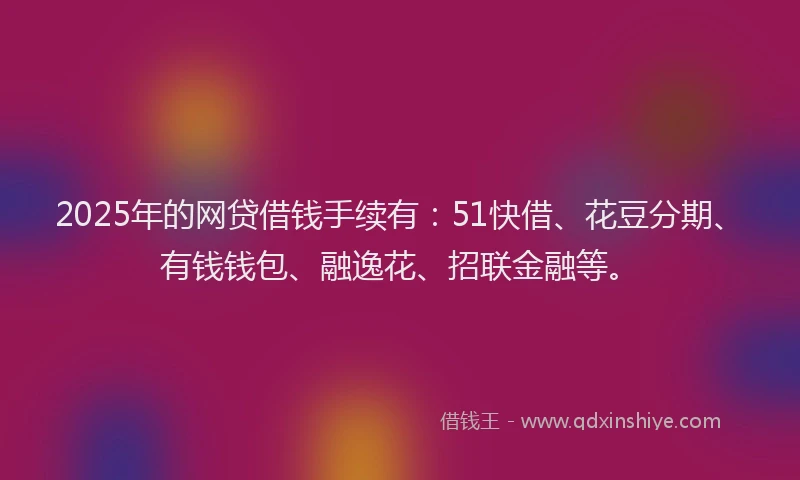 2025年的网贷借钱手续有：51快借、花豆分期、有钱钱包、融逸花、招联金融等。