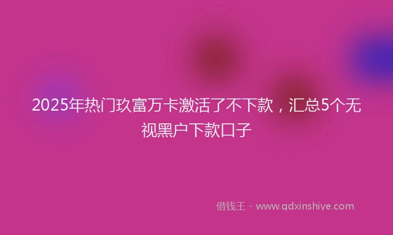 2025年热门玖富万卡激活了不下款，汇总5个无视黑户下款口子
