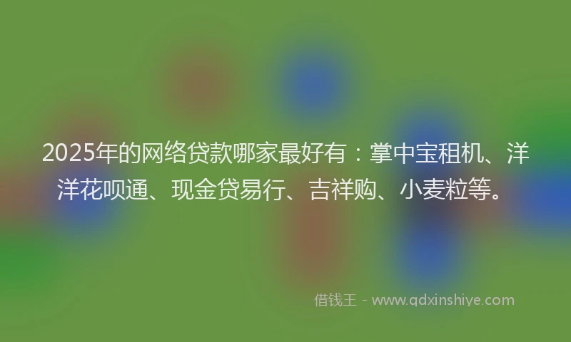 2025年的网络贷款哪家最好有:掌中宝租机、洋洋花呗通、现金贷易行、吉祥购、小麦粒等。