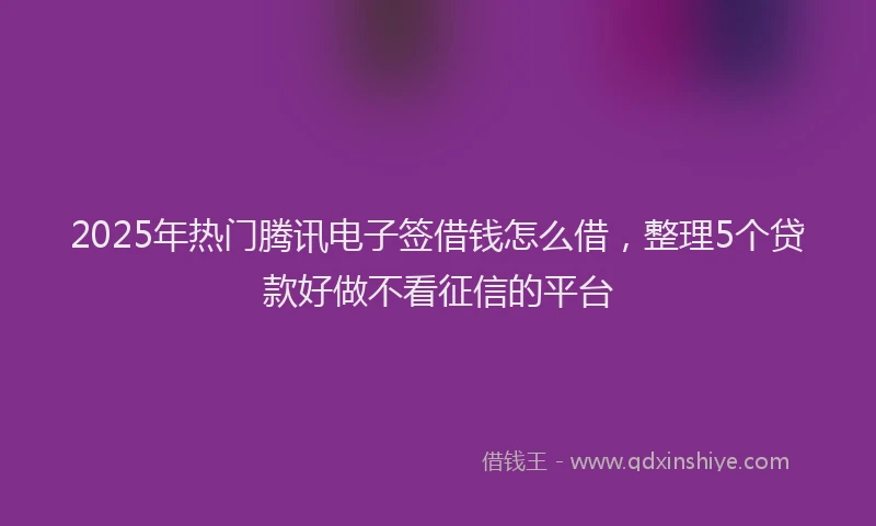 2025年热门腾讯电子签借钱怎么借，整理5个贷款好做不看征信的平台