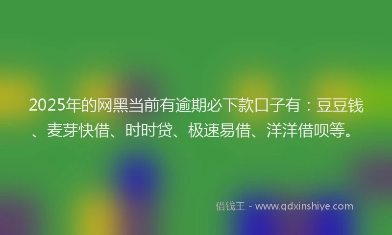 2025年的网黑当前有逾期必下款口子有：豆豆钱、麦芽快借、时时贷、极速易借、洋洋借呗等。