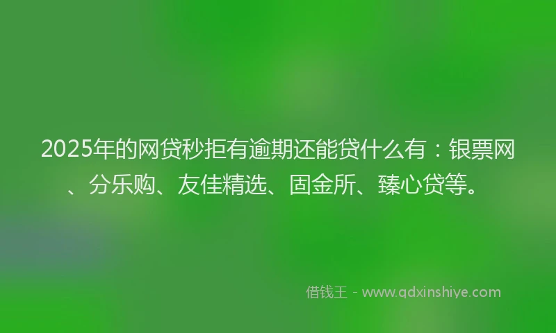 2025年的网贷秒拒有逾期还能贷什么有：银票网、分乐购、友佳精选、固金所、臻心贷等。