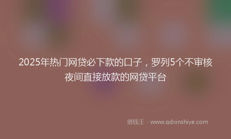 2025年热门网贷必下款的口子，罗列5个不审核夜间直接放款的网贷平台