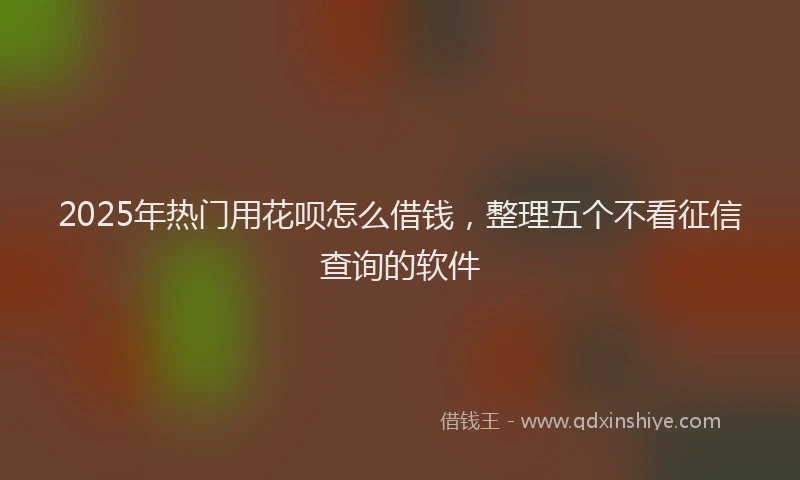 2025年热门用花呗怎么借钱，整理五个不看征信查询的软件