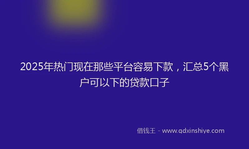 2025年热门现在那些平台容易下款，汇总5个黑户可以下的贷款口子