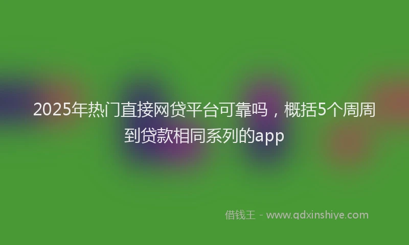2025年热门直接网贷平台可靠吗，概括5个周周到贷款相同系列的app