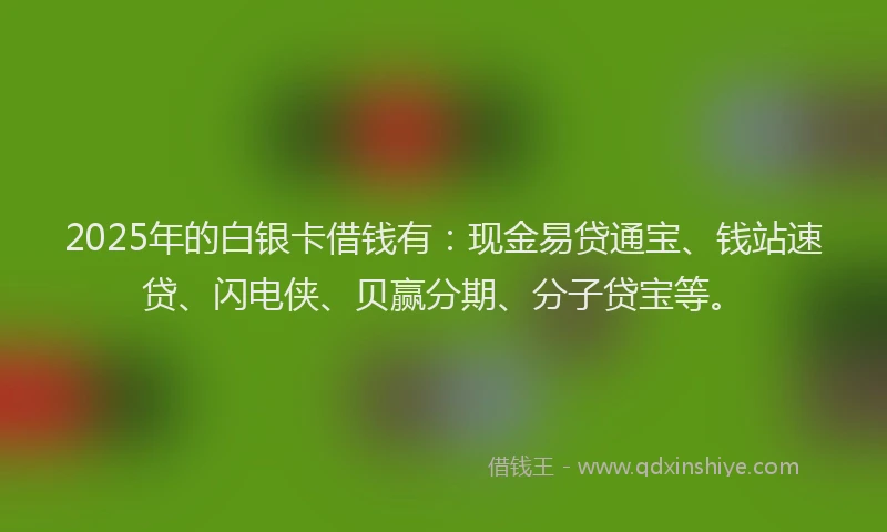 2025年的白银卡借钱有：现金易贷通宝、钱站速贷、闪电侠、贝赢分期、分子贷宝等。
