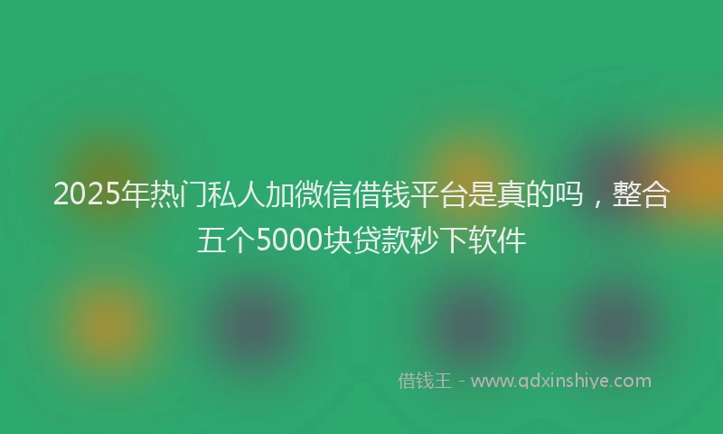 2025年热门私人加微信借钱平台是真的吗,整合五个5000块贷款秒下软件