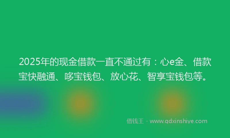 2025年的现金借款一直不通过有:心e金、借款宝快融通、哆宝钱包、放心花、智享宝钱包等。