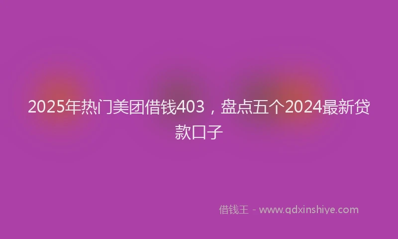 2025年热门美团借钱403，盘点五个2024最新贷款口子