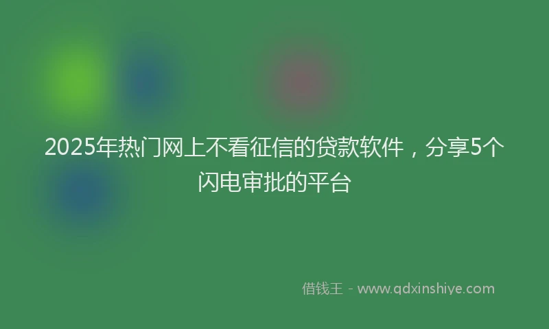 2025年热门网上不看征信的贷款软件,分享5个闪电审批的平台