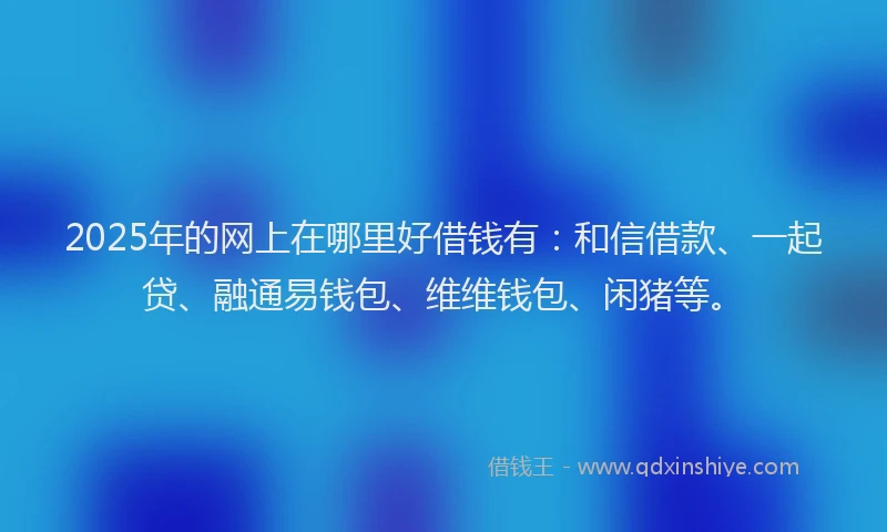 2025年的网上在哪里好借钱有：和信借款、一起贷、融通易钱包、维维钱包、闲猪等。