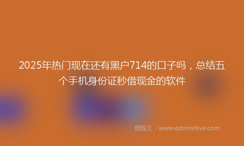 2025年热门现在还有黑户714的口子吗，总结五个手机身份证秒借现金的软件