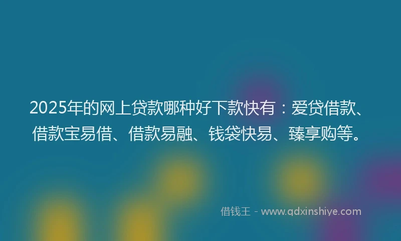2025年的网上贷款哪种好下款快有:爱贷借款、借款宝易借、借款易融、钱袋快易、臻享购等。