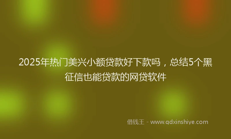 2025年热门美兴小额贷款好下款吗，总结5个黑征信也能贷款的网贷软件