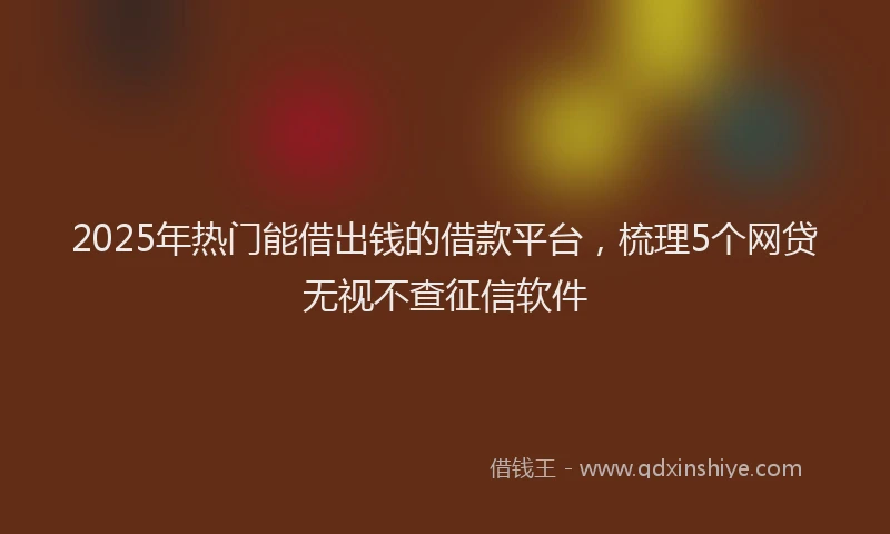2025年热门能借出钱的借款平台，梳理5个网贷无视不查征信软件