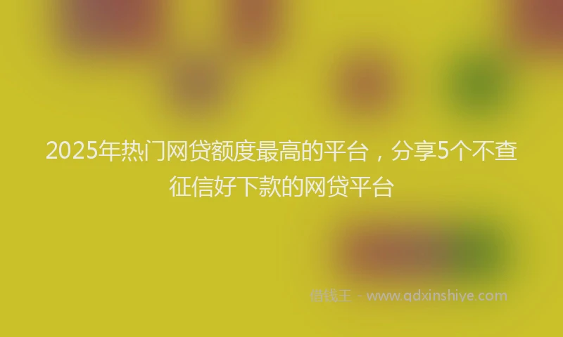 2025年热门网贷额度最高的平台，分享5个不查征信好下款的网贷平台