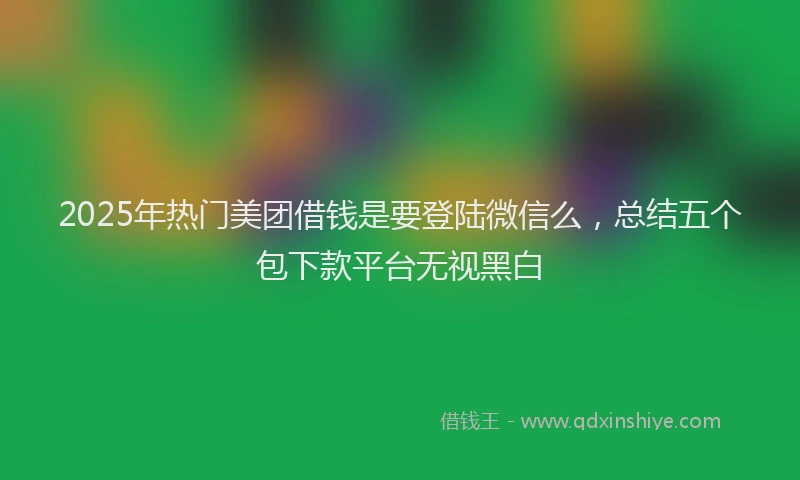 2025年热门美团借钱是要登陆微信么，总结五个包下款平台无视黑白