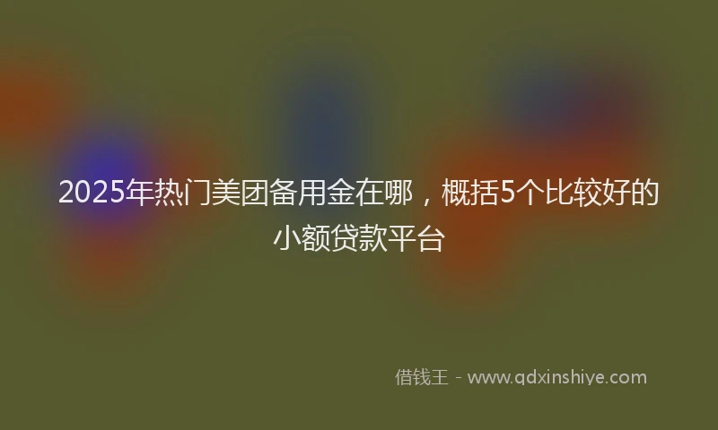 2025年热门美团备用金在哪，概括5个比较好的小额贷款平台
