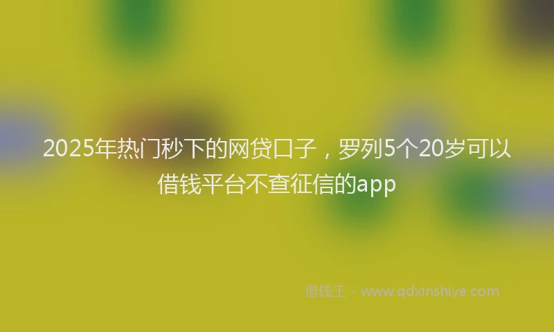 2025年热门秒下的网贷口子，罗列5个20岁可以借钱平台不查征信的app