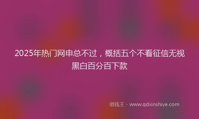 2025年热门网申总不过，概括五个不看征信无视黑白百分百下款