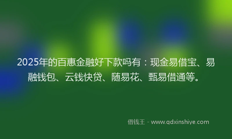 2025年的百惠金融好下款吗有：现金易借宝、易融钱包、云钱快贷、随易花、甄易借通等。