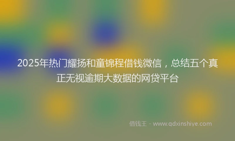 2025年热门耀扬和童锦程借钱微信,总结五个真正无视逾期大数据的网贷平台
