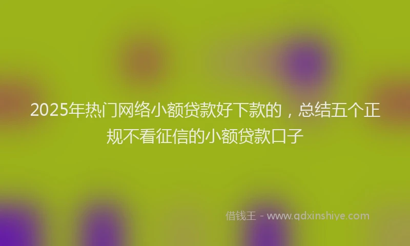 2025年热门网络小额贷款好下款的，总结五个正规不看征信的小额贷款口子