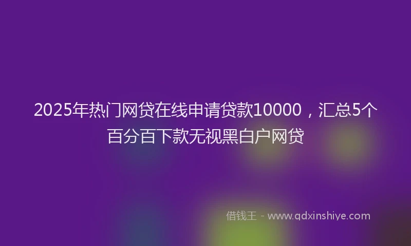 2025年热门网贷在线申请贷款10000，汇总5个百分百下款无视黑白户网贷