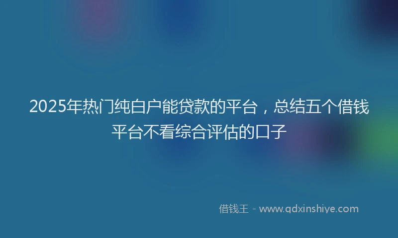 2025年热门纯白户能贷款的平台，总结五个借钱平台不看综合评估的口子
