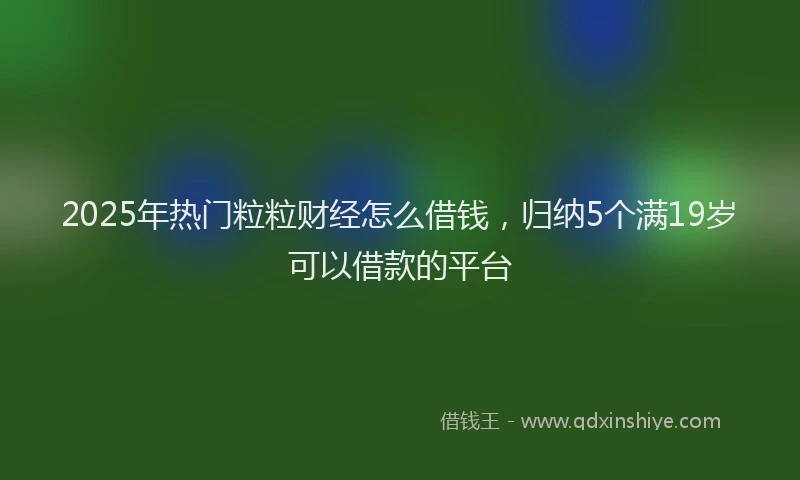 2025年热门粒粒财经怎么借钱，归纳5个满19岁可以借款的平台